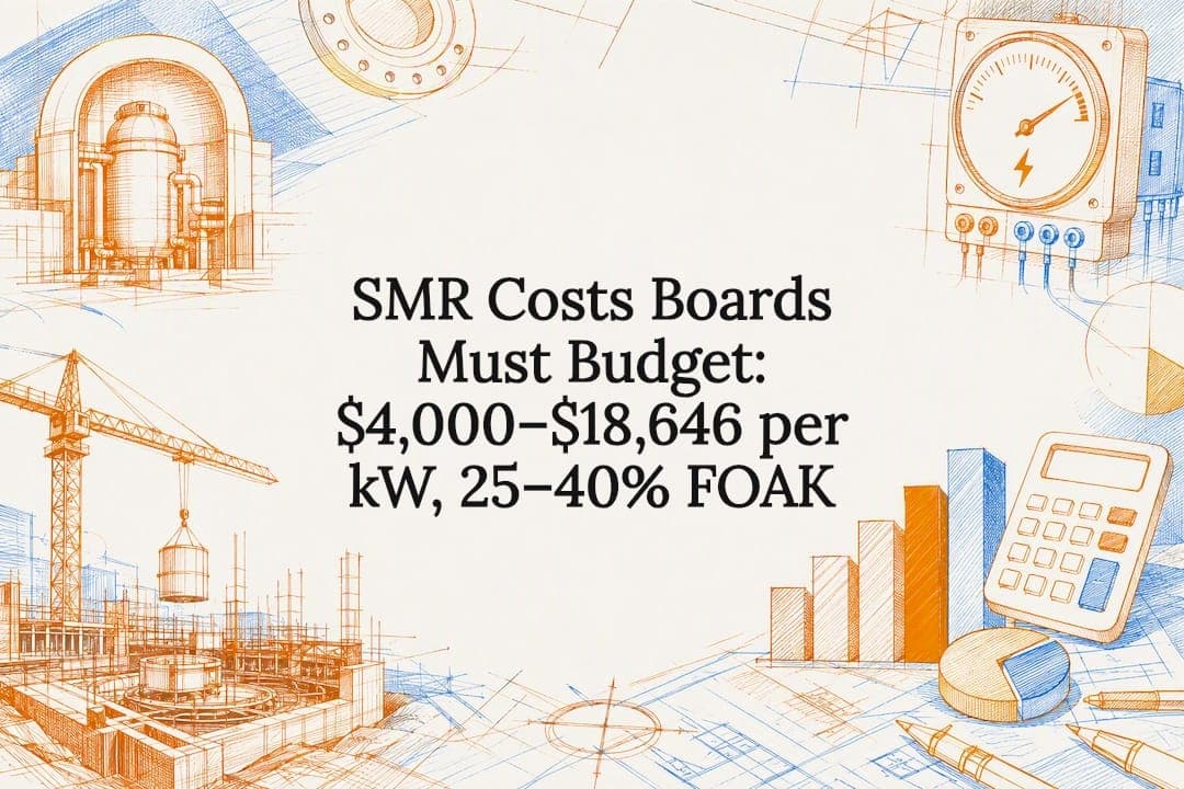 SMR Costs Boards Must Budget: $4,000–$18,646 per kW, 25–40% FOAK